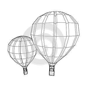 Airballoon design airway travel transport. Air ship with cabin