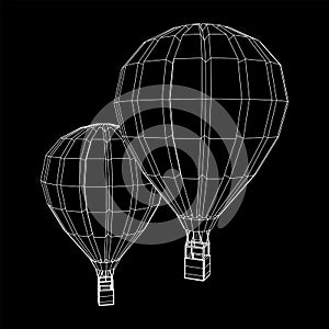 Airballoon design airway travel transport. Air ship with cabin