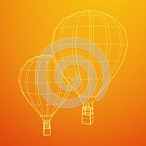 Airballoon design airway travel transport. Air ship with cabin