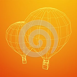 Airballoon design airway travel transport. Air ship with cabin