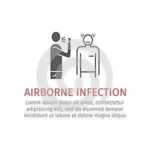 Airborne infection. Line icon. Vector.