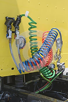 Airbrake Connections On New Semi-Truck