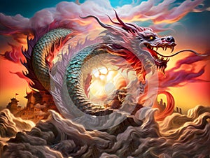Airbrush Elegance Illustration for the Year of the Dragon - Zodiac Sign