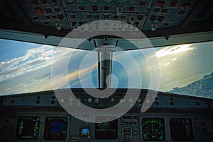 Airbus 320 cockpit view photo