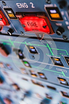 Airbus A320 Fire pushbuttons and warning lights