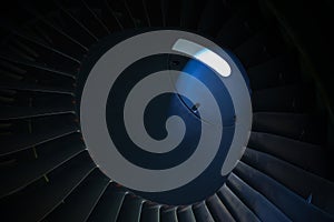 Airbus A330-223 aircraft`s PW4168A engine`s spinner and fan blades