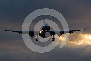 Airbus A330 Plane Landing Perfect Sky Sunset