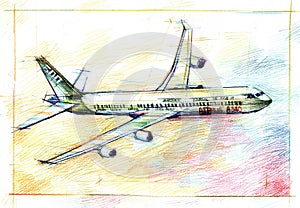 airbus A340 plane illustration drawing