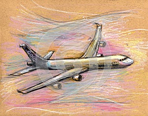 airbus A340 plane illustration drawing