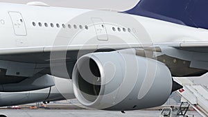 Airbus A380 airplane engines and wing