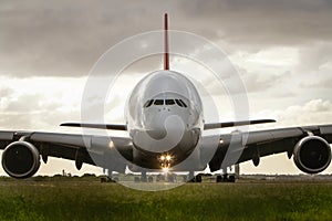 Airbus a380 jet airliner front on