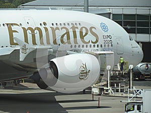 Airbus A380 of the Emirates airlines