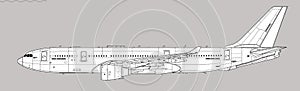 Airbus KC-30. A330MRTT. Vector drawing of aerial refueling tanker and transport aircraft.
