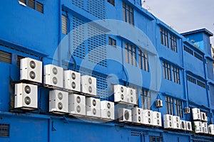 Airconditioners on Blue Building