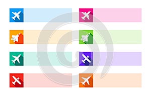 Aircraft or Airplane Flat Minimal Icons and Buttons Set Collection Vector