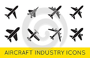 Aircraft or Airplane Icons Set Collection Vector SilhouetteSet