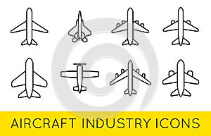 Aircraft or Airplane Icons Set Collection Vector SilhouetteSet