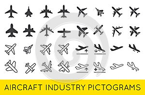 Aircraft or Airplane Icons Set Collection Vector SilhouetteSet