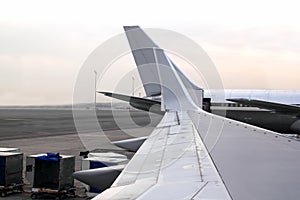 Aircraft airplane landed wing perspective