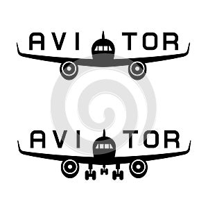 Aircraft aviator inscription black icon