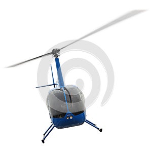 Aircraft - Blue Helicopter flight white background