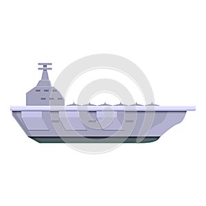 Aircraft carrier battleship icon, cartoon style
