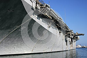 Aircraft carrier at the docks