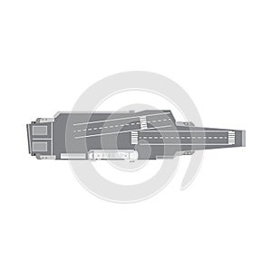 Aircraft carrier isolated white navy ship marine transport flat icon top view