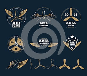 Aircraft design vector elements and logos