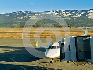 Aircraft docked at Whitehorse airport Yukon Canada