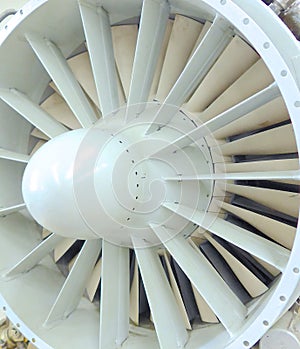 Aircraft engine fan close up