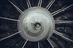 Aircraft engine propeller in black and white