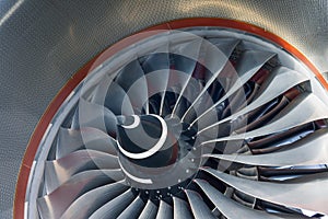 Aircraft engine vane turbine blades close up view