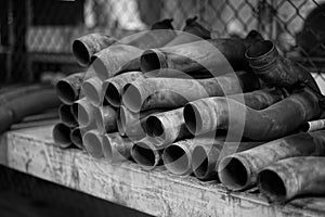 Aircraft Exhaust Pipes Sitting on a Shelf