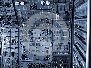 aircraft flight control switch panel inside the cockpit