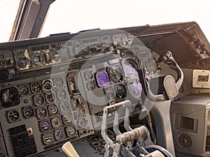 aircraft flight control switch panel inside the cockpit