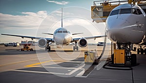 Aircraft fueling up at airport