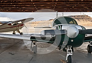 Aircraft in hangar