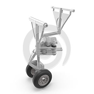 Aircraft Jet Front Landing Gear Isolated on White Background. 3D Illustration