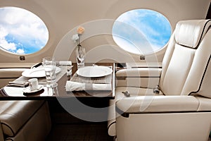 Aircraft (jet) porthole with clouds view