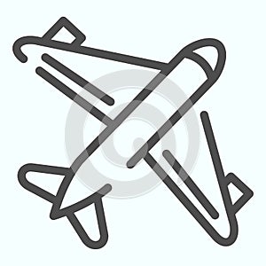 Aircraft line icon. Airplane illustration isolated on white. Plane in the air outline style design, designed for web and