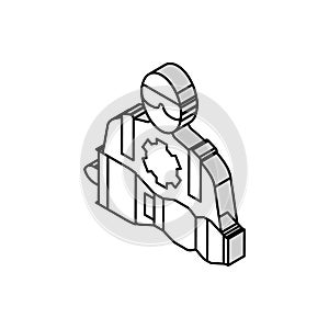 aircraft maintenance aeronautical engineer isometric icon vector illustration