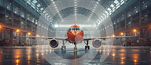 Aircraft maintenance in a hangar at the port. Concept Aircraft Maintenance, Hangar, Port,