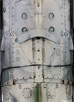 Aircraft metal surface with aluminum and rivets