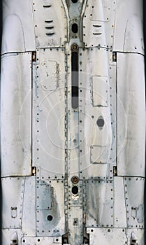 Aircraft metal surface with aluminum and rivets