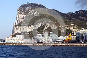 Aircraft of Monarch Airlines prepared for leave the Rock of Gibraltar.