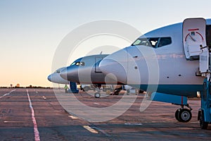 Aircraft noses in the airport apron
