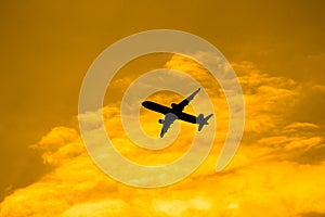 Aircraft Passenger take off shot at sunset time