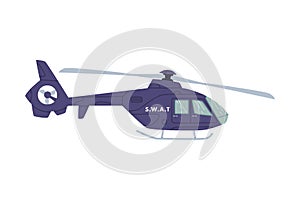 Aircraft or Plane as SWAT Vehicle or Rescue Vehicle and Police Tactical Unit Vector Illustration