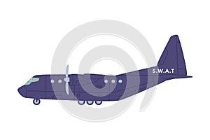 Aircraft or Plane as SWAT Vehicle or Rescue Vehicle and Police Tactical Unit Vector Illustration